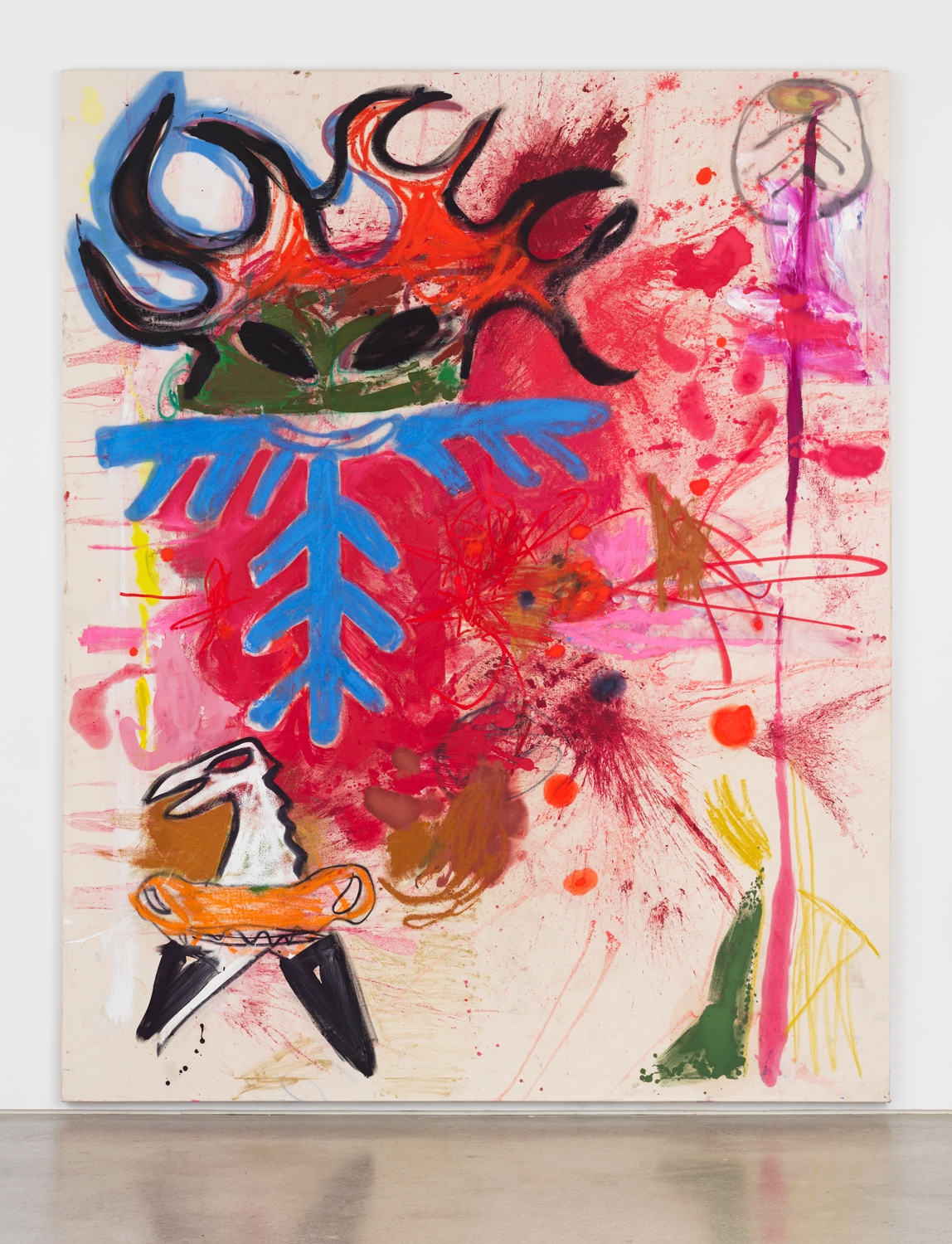Bill Saylor, Drifters, 2019, oil, spray paint, and charcoal on canvas, 120 x 96 in.