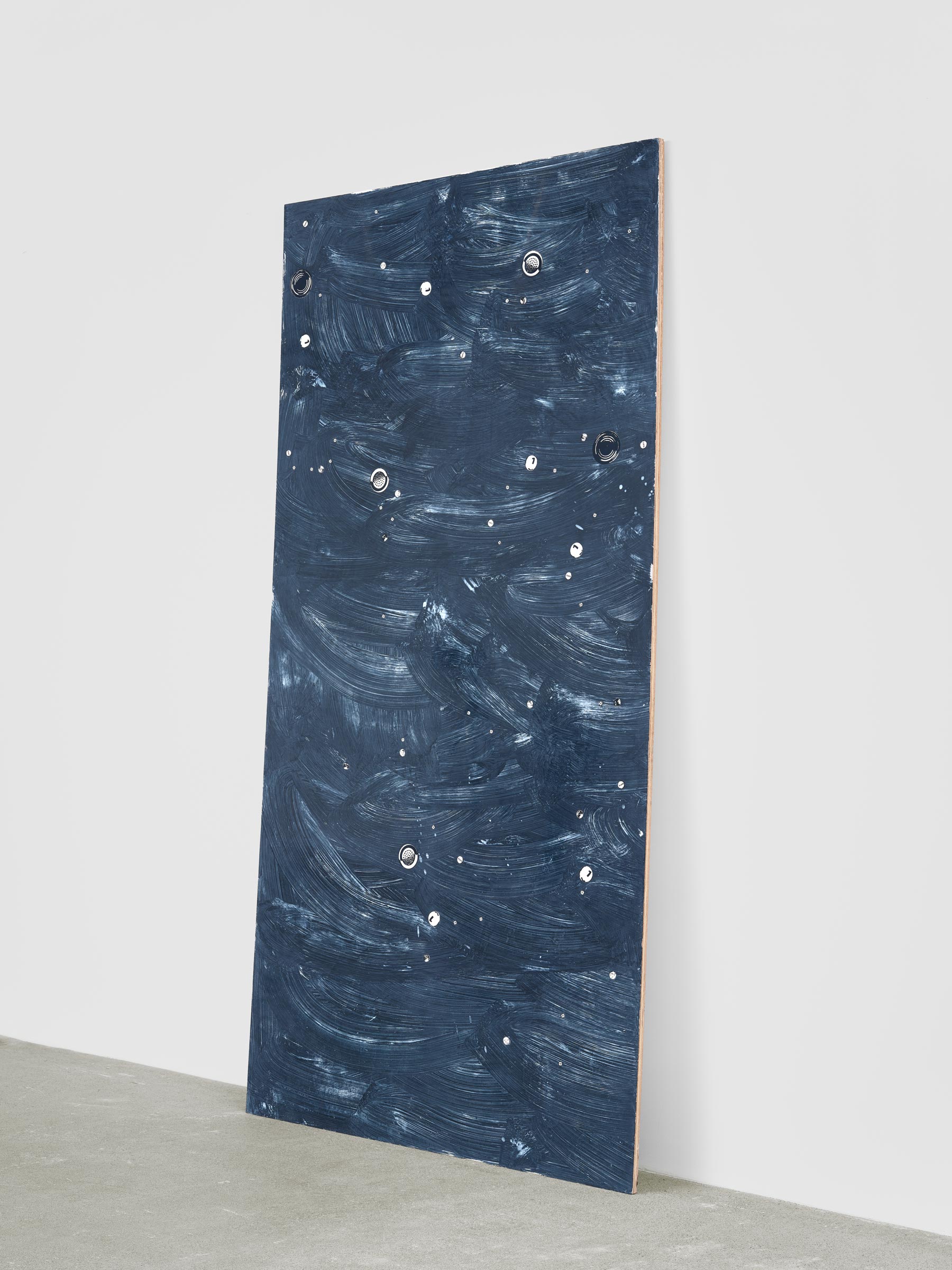Alex Kwartler, Night Sky I, 2022, Venetian plaster and enamel on plywood, 96 x 48 in.