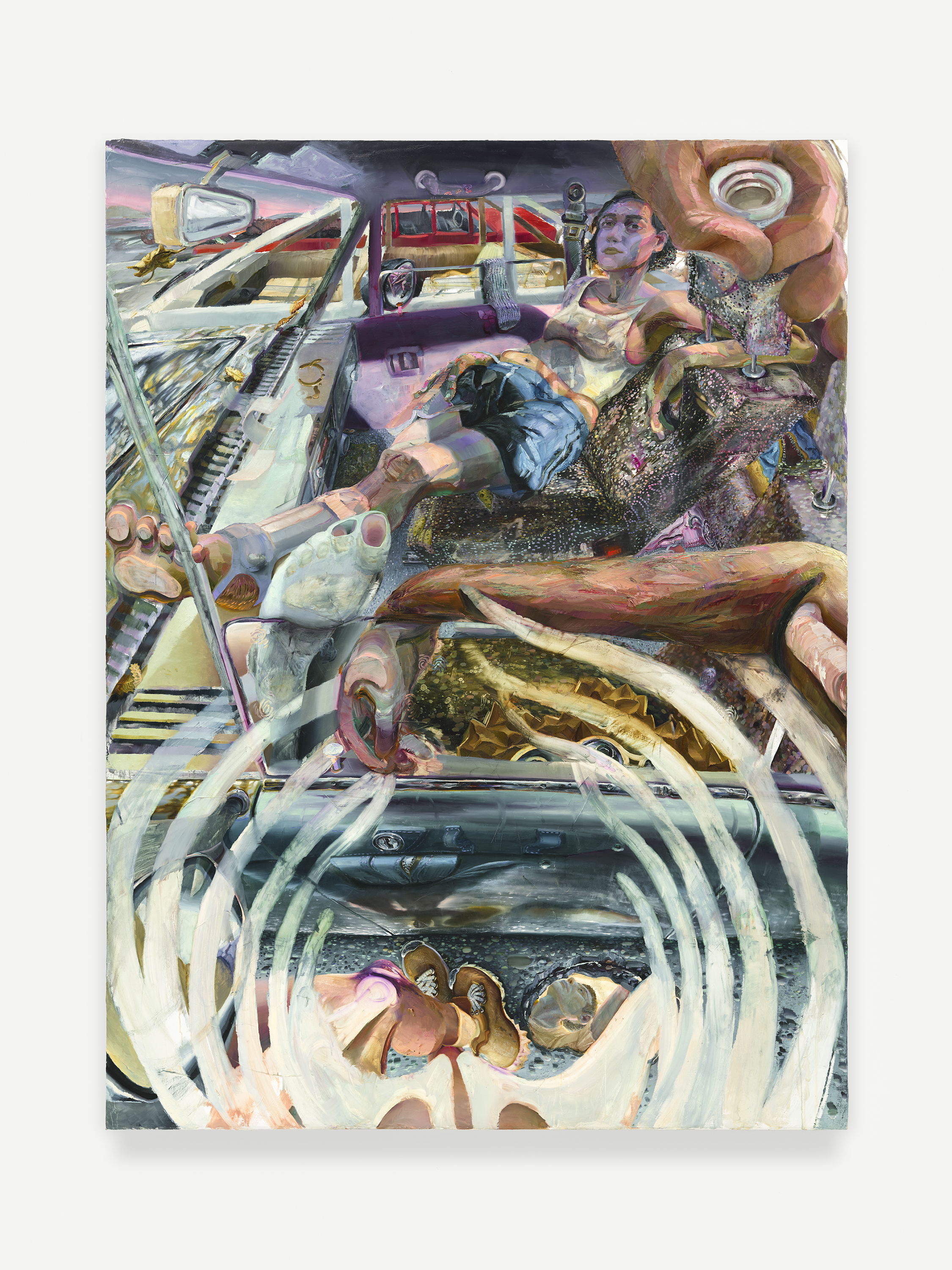 Danica Lundy, Ferry ride, 2021, Oil on canvas, 96h x 72.25w x 1.50d in. Photography by Shark Senesac. Courtesy of the Artist and Super Dakota, Brussels.