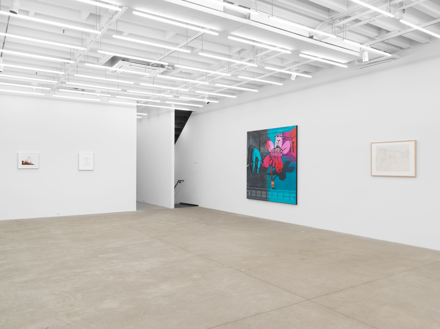 Installation view, Ebecho Muslimova & Maria Lassnig, Magenta Plains, New York, NY, 2025