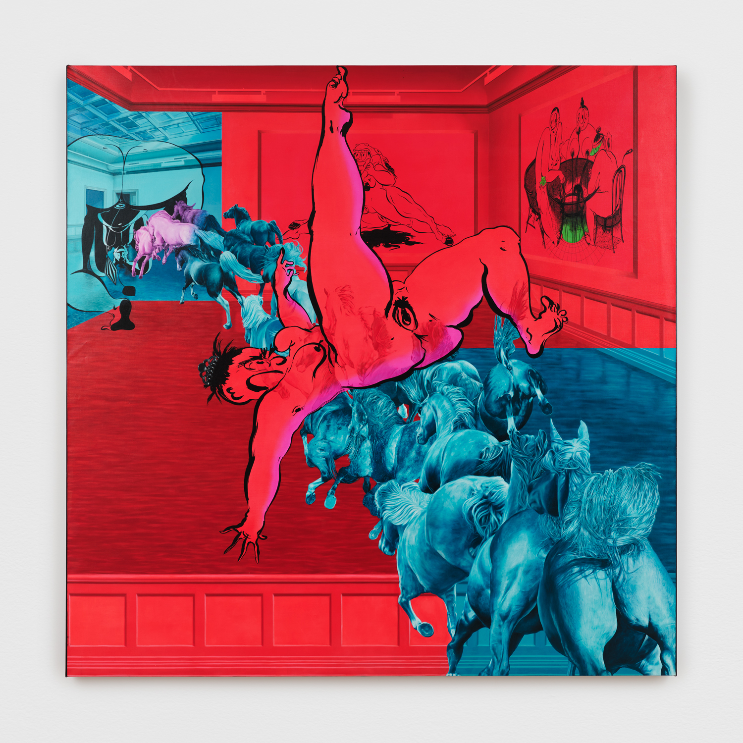 Ebecho Muslimova, Fatebe Blue Gallop, 2025, Oil on canvas, 72 x 72 in.