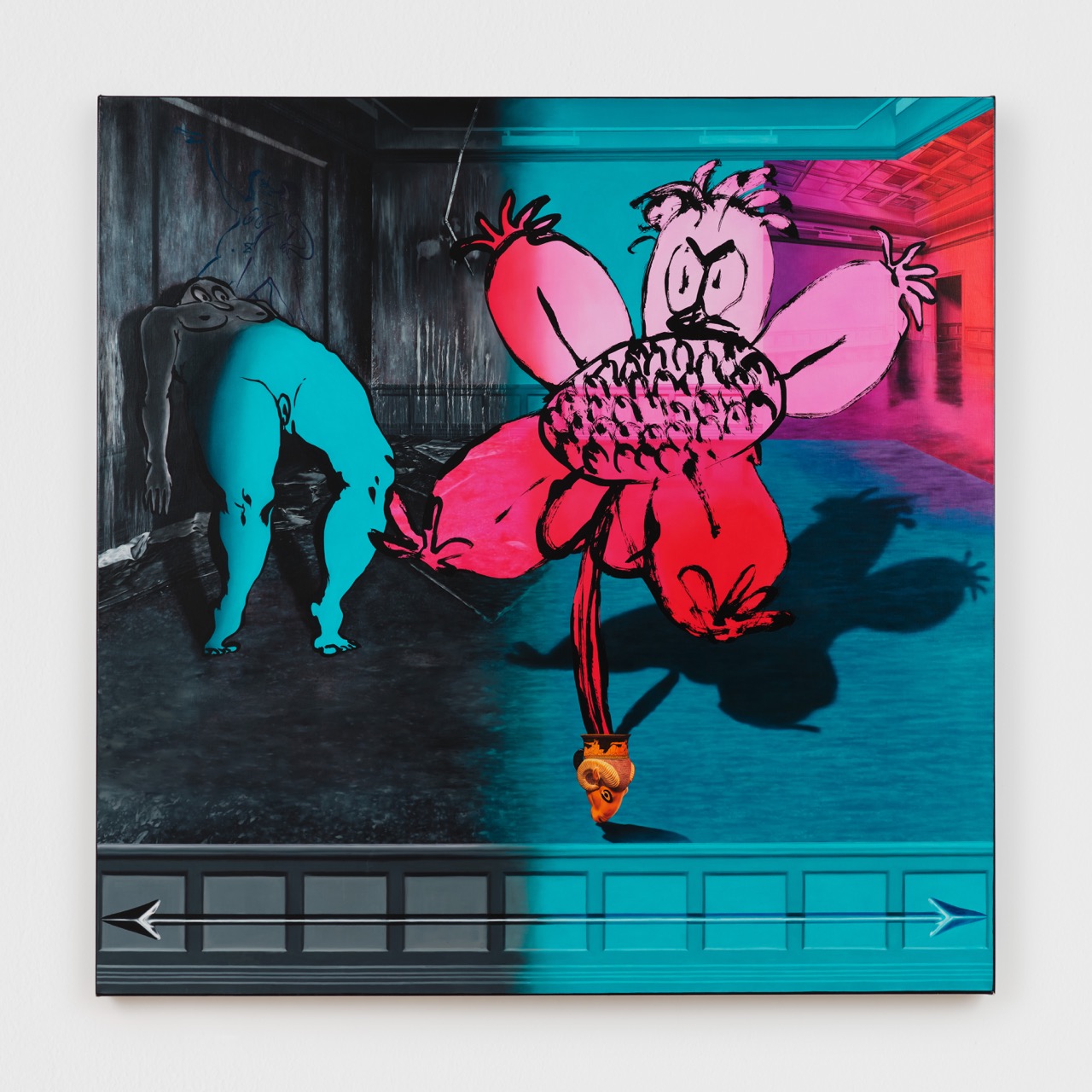 Ebecho Muslimova, Fatebe on the Burnt Side, 2025, Oil on canvas, 72 x 72 in.