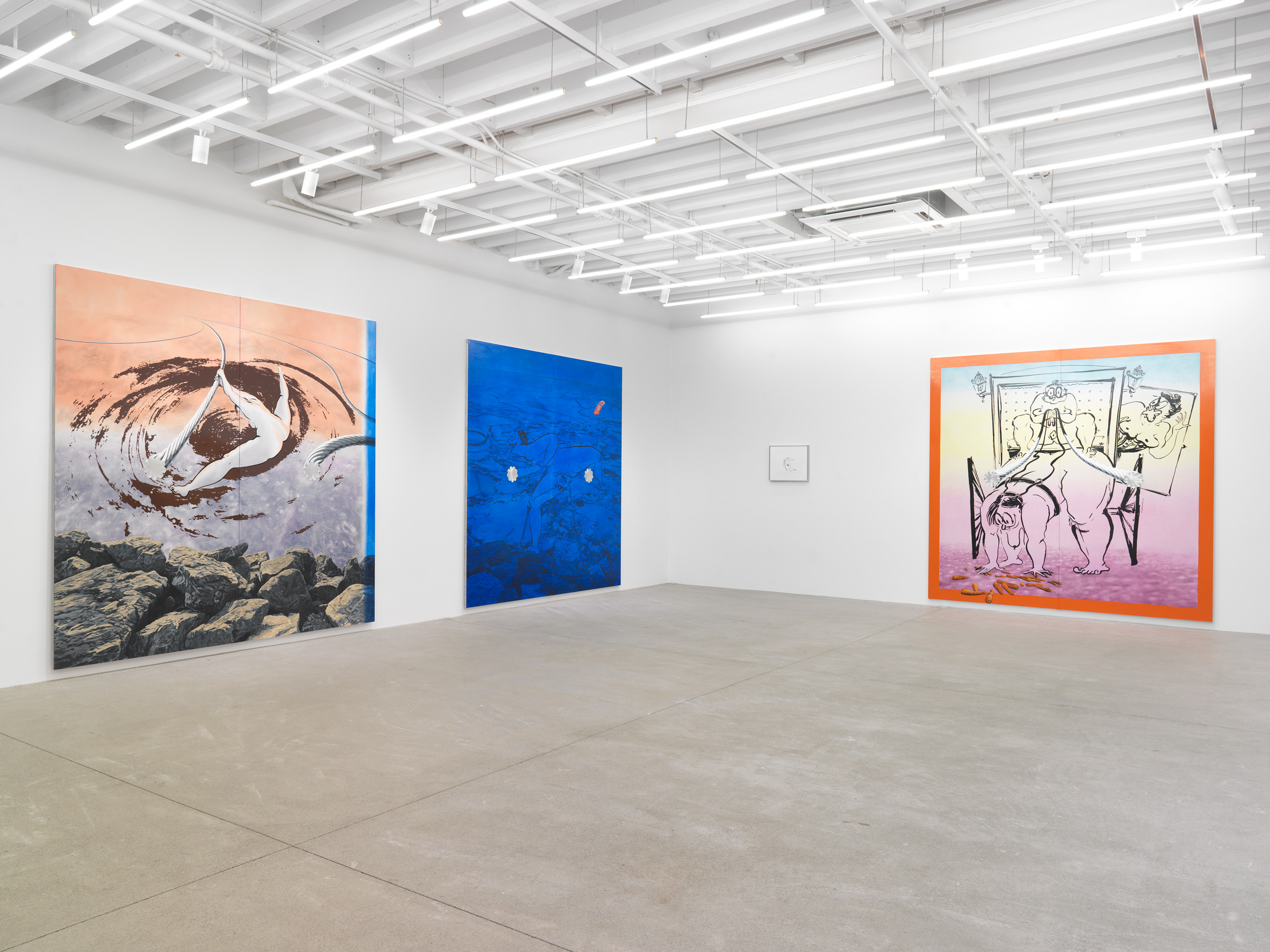 Installation view, Ebecho Muslimova: FOG, Magenta Plains, New York, NY, 2023.