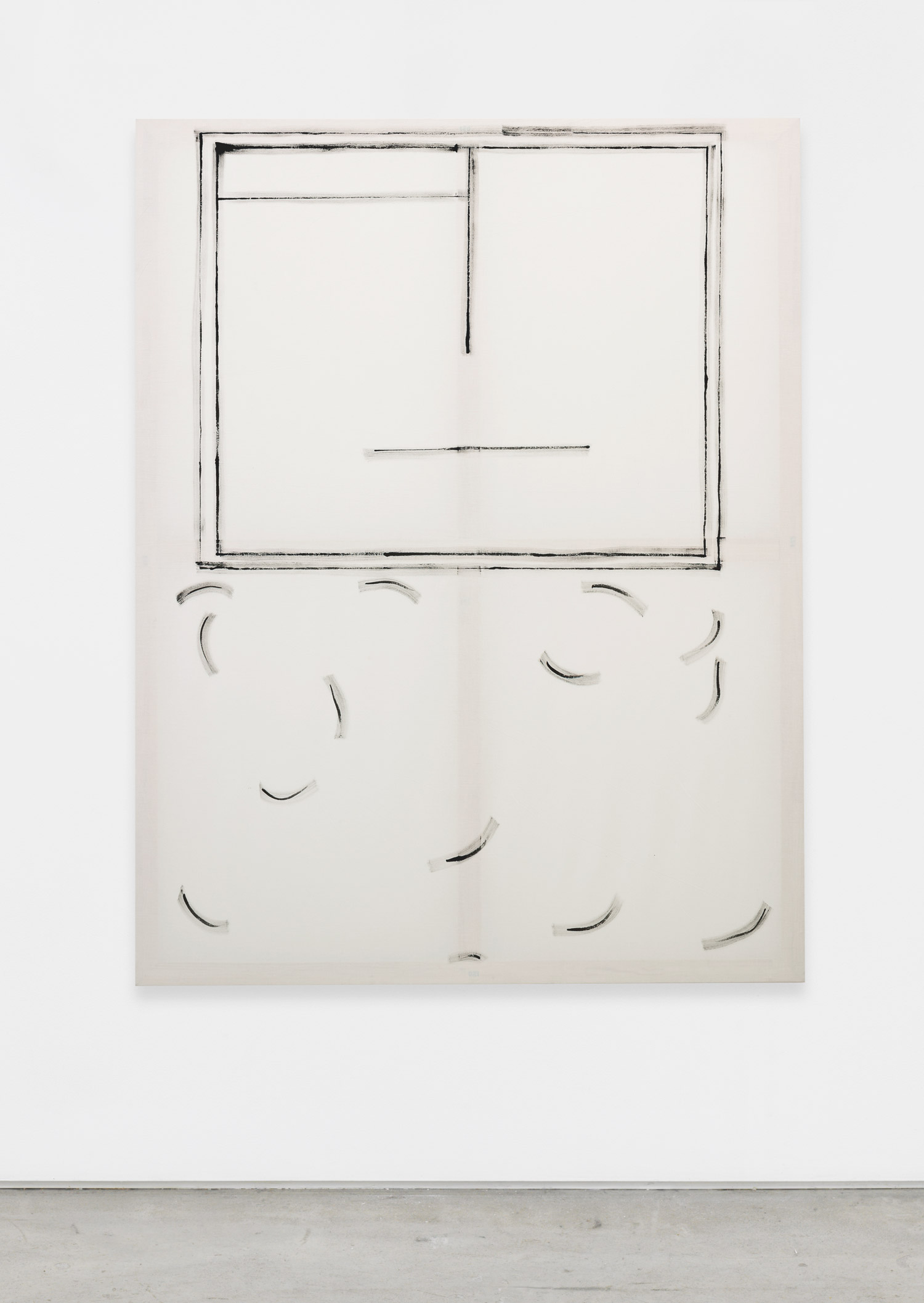 Gerda Scheepers, Situation Room (white), 2013, acrylic on fabric, 61.02h x 47.24w in.