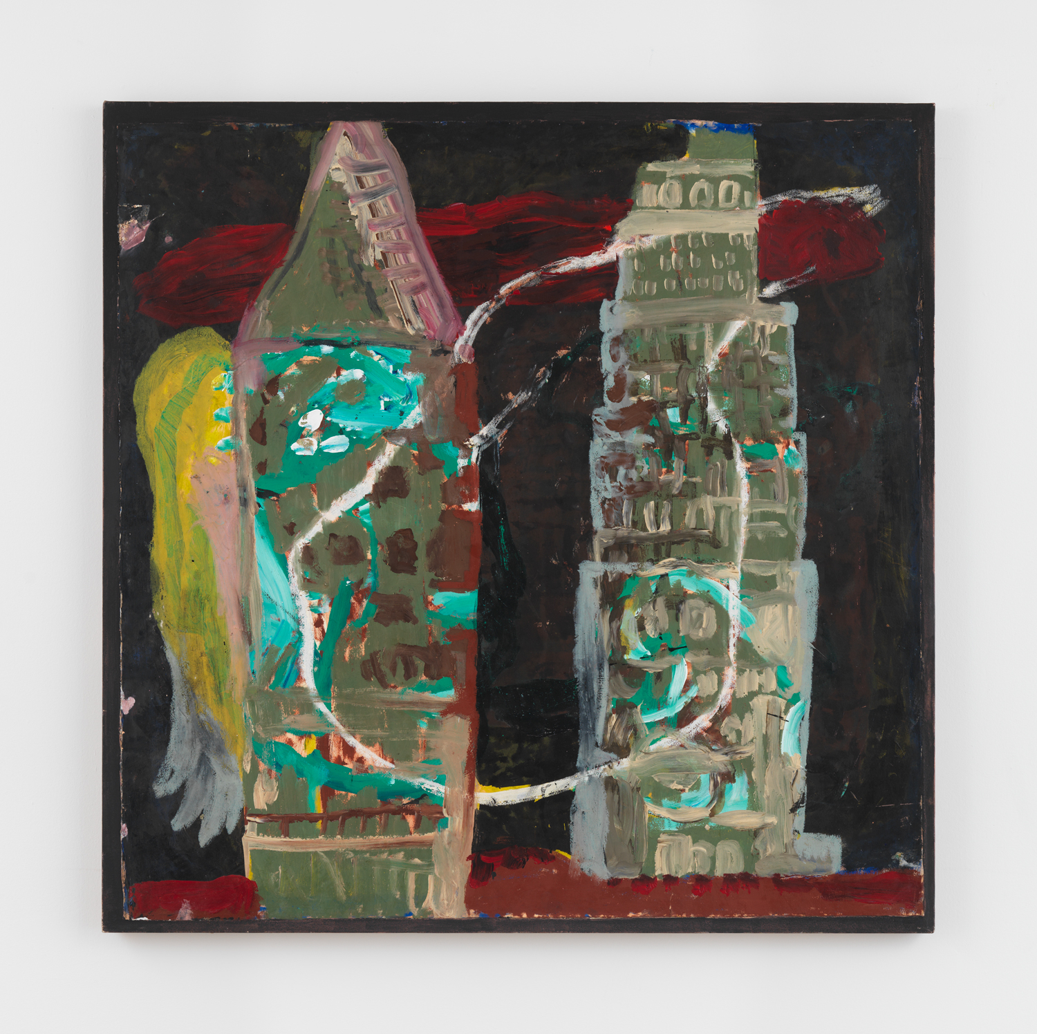 Roberto Juarez, Con Ed, 1985, Mixed media on paper mounted on canvas, 44 x 44 in.