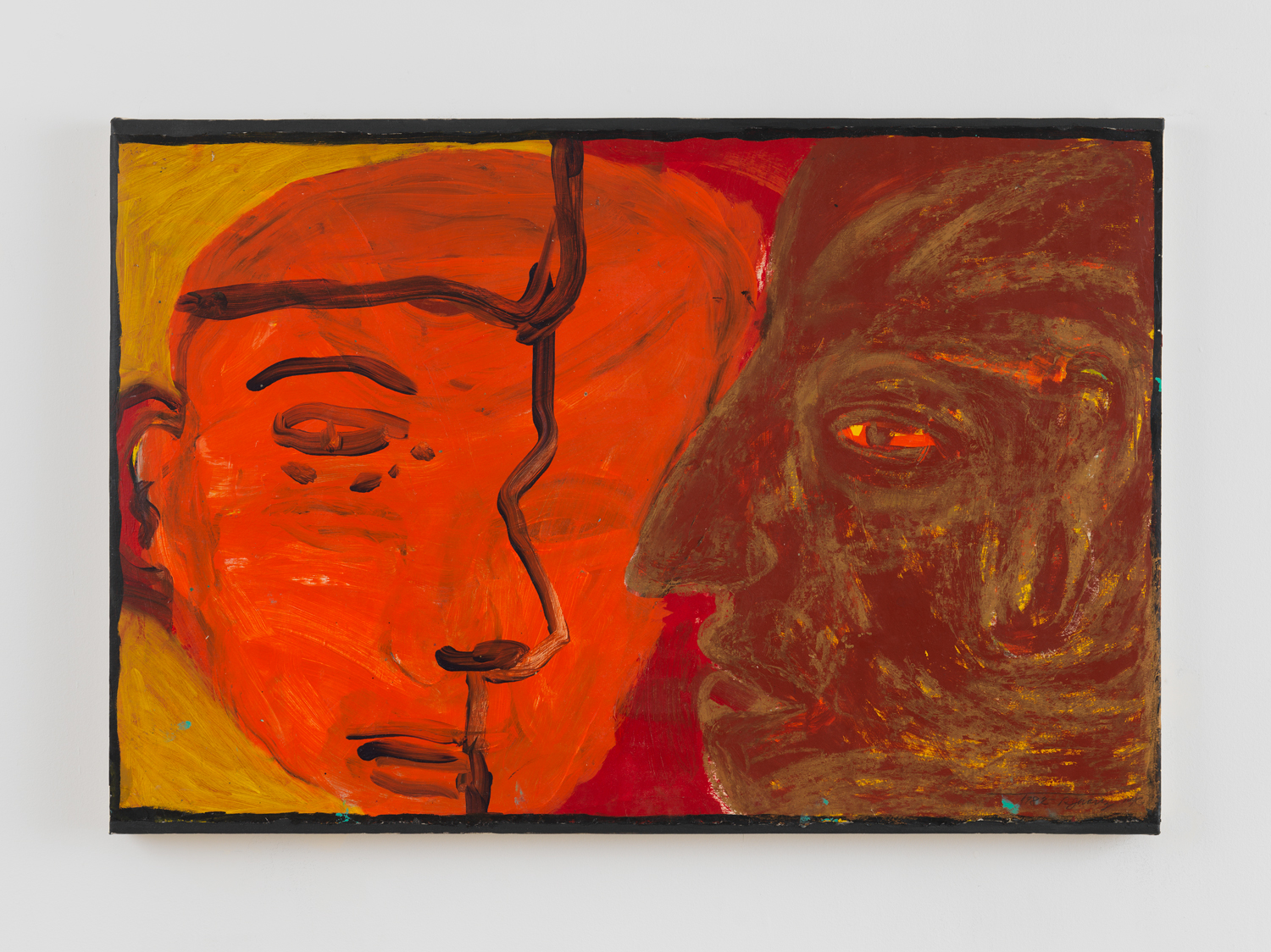 Roberto Juarez, John and Roberto, 1984, Acrylic paint, oil stick, and pencil on paper mounted on canvas, 29 x 44 in.