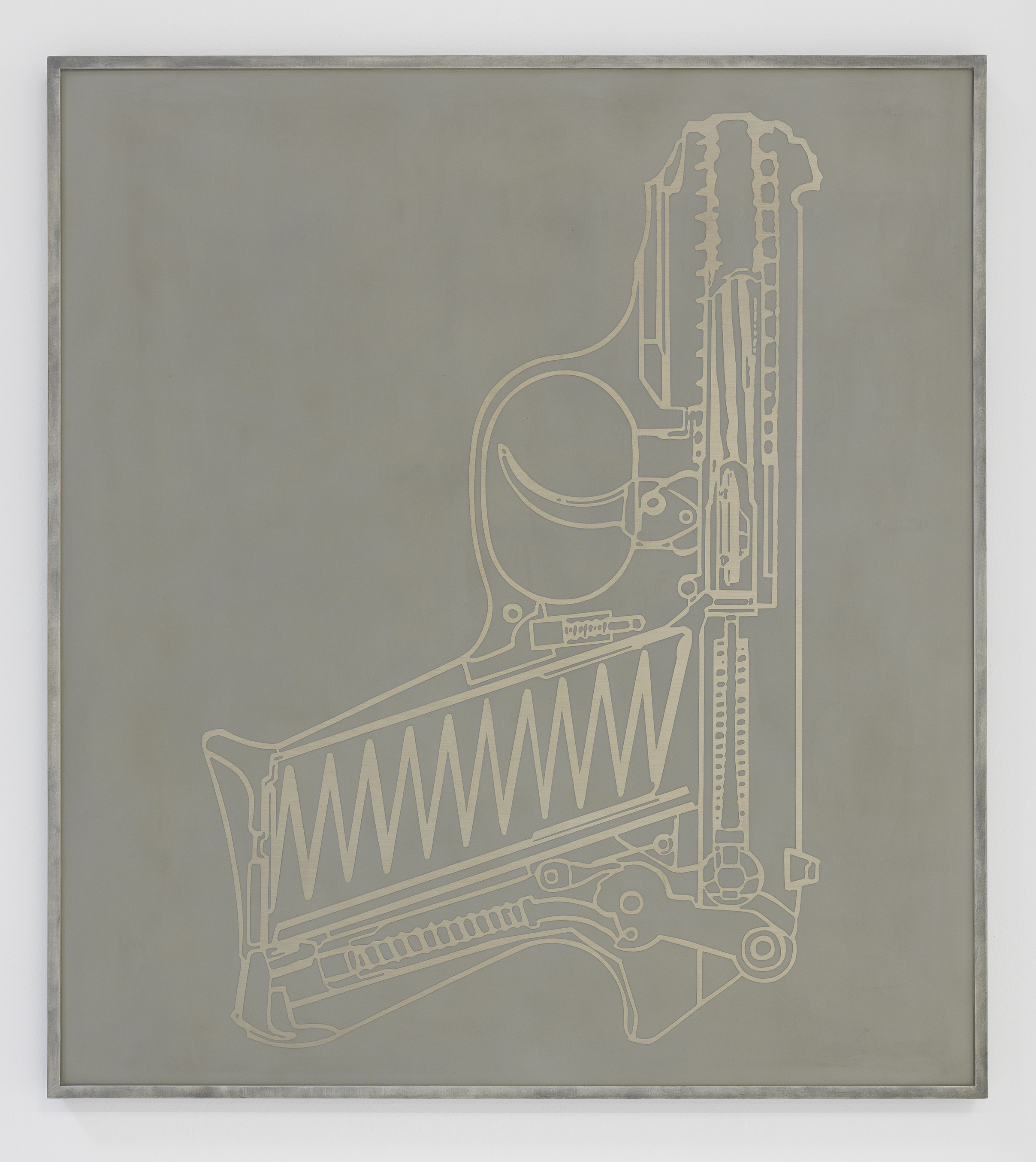 Peter Nagy, Chained To Life, 1987, Sandblasted aluminum, 40h x 36w in.