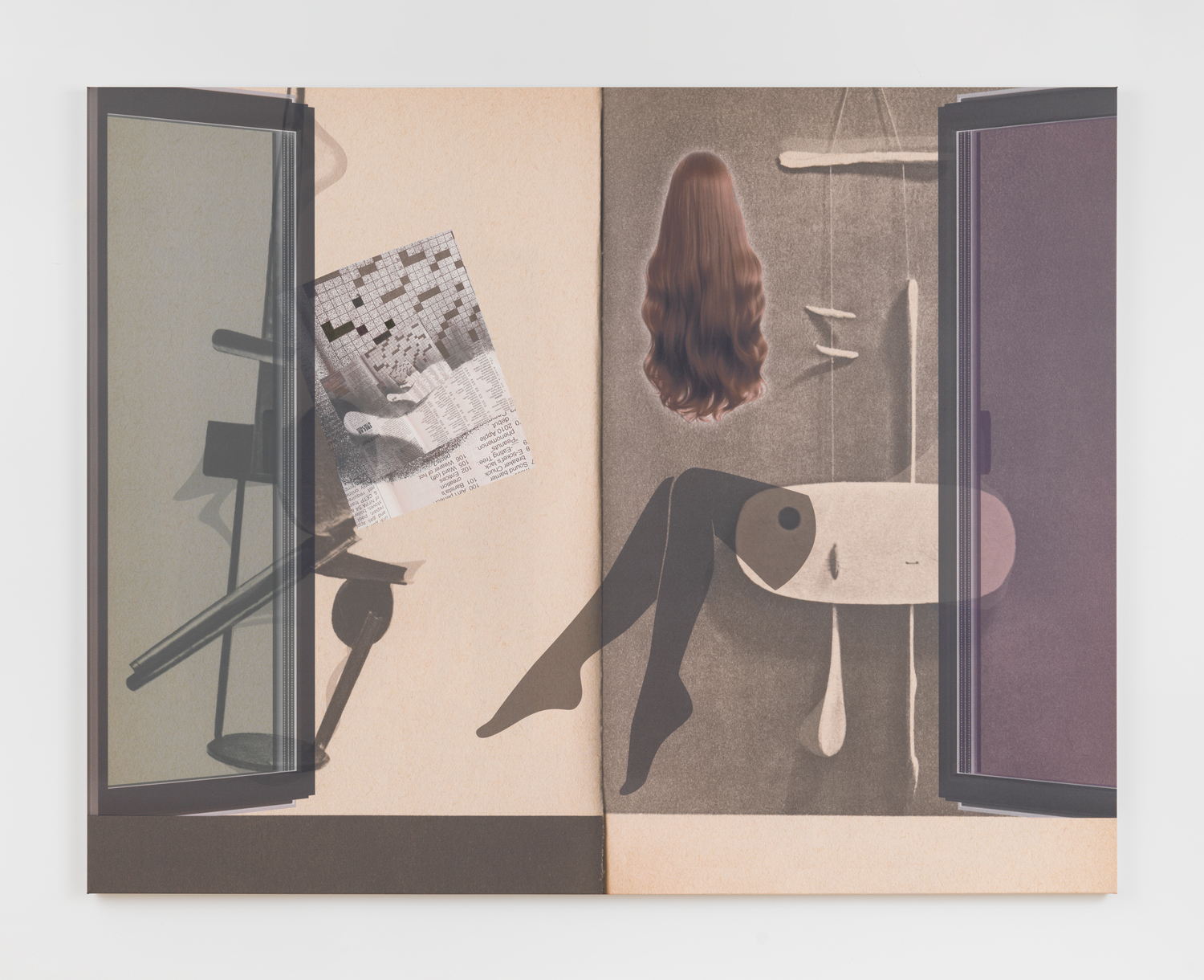 Josephine Meckseper, Somersaulting Dive, 2025, Oil stick and UV ink on canvas
72 x 92 in.