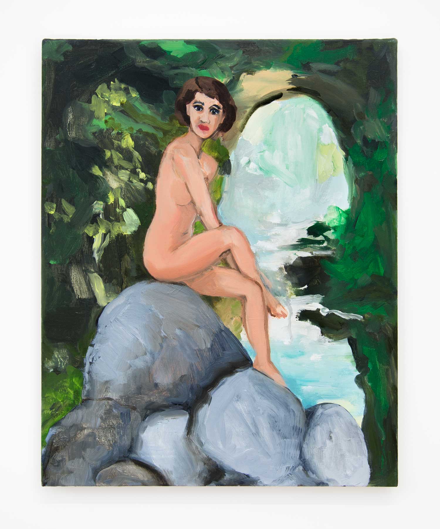 Becky Kolsrud, Untitled Study (Bather with Rocks), 2017, oil on canvas, 20h x 16w in.