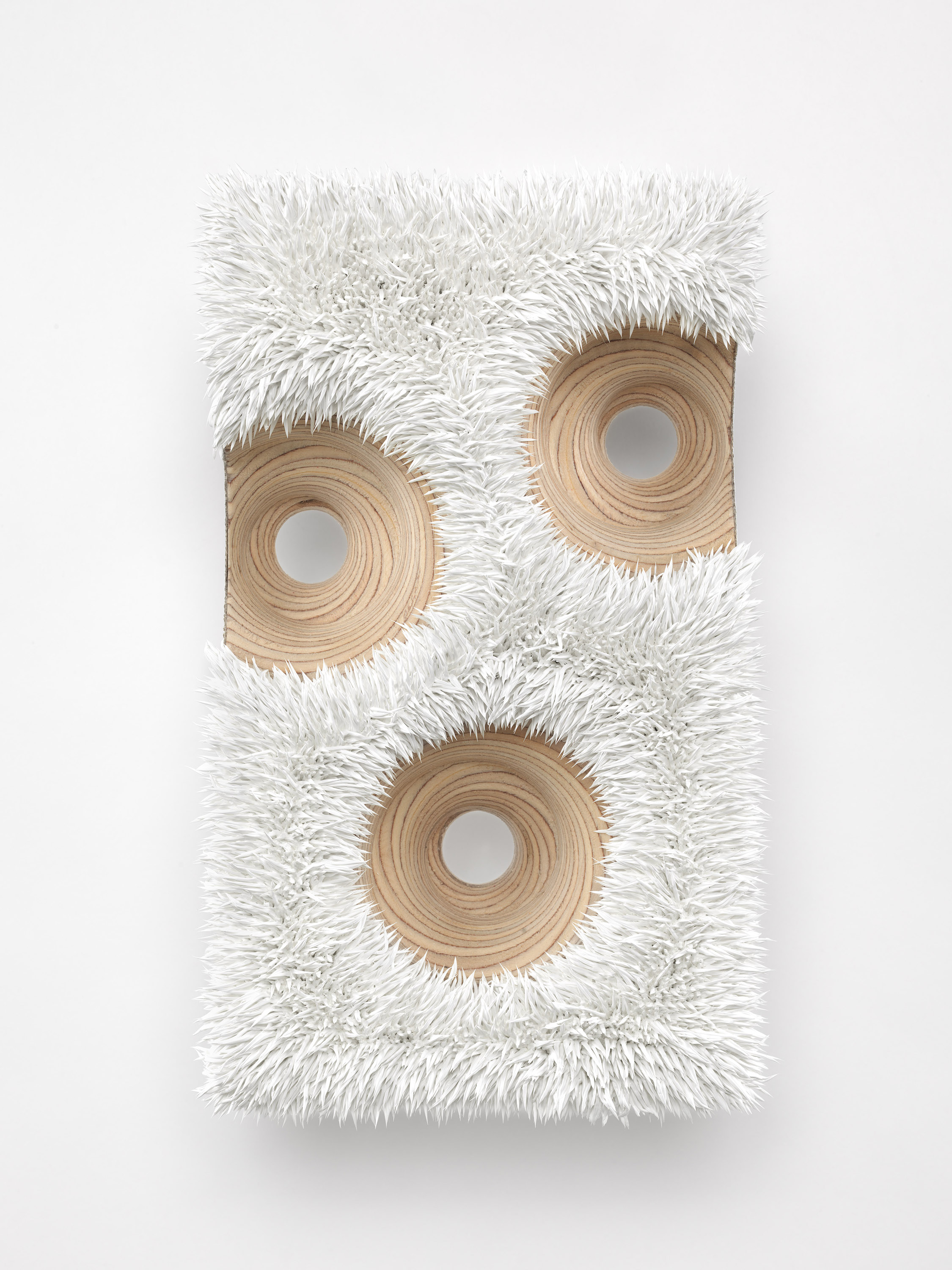 Donald Moffett, Lot 092517 (faccia, titanium white), 2017, oil on linen, wood panel, steel, 12.50h x 7.50w x 6.50d in. Courtesy of the artist and Marianne Boesky Gallery, New York and Aspen. © Donald Moffett. Photo Credit: Christopher Burke Studios.