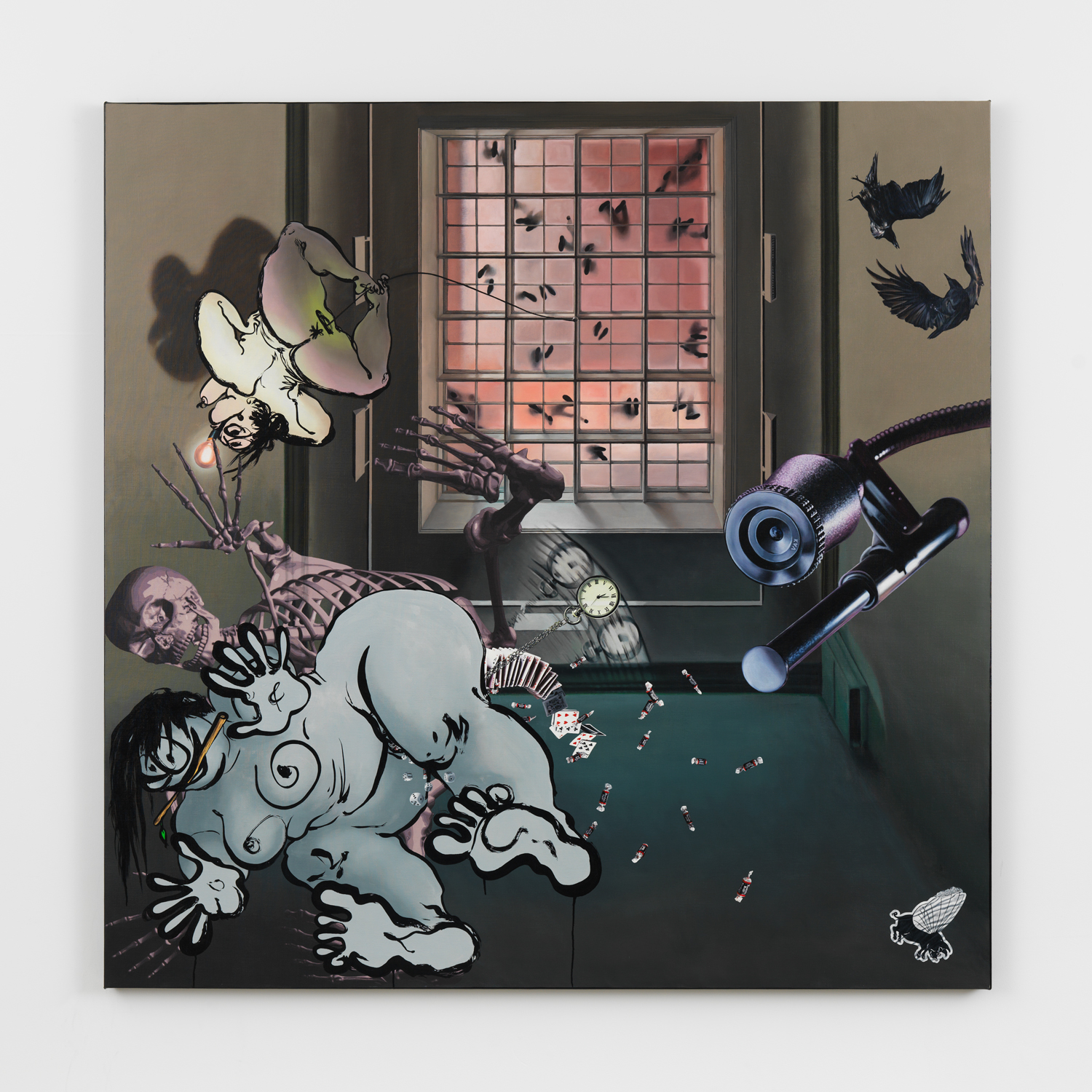 Ebecho Muslimova, Fatebe the Ceiling, 2025, Oil on canvas, 72 x 72 in.